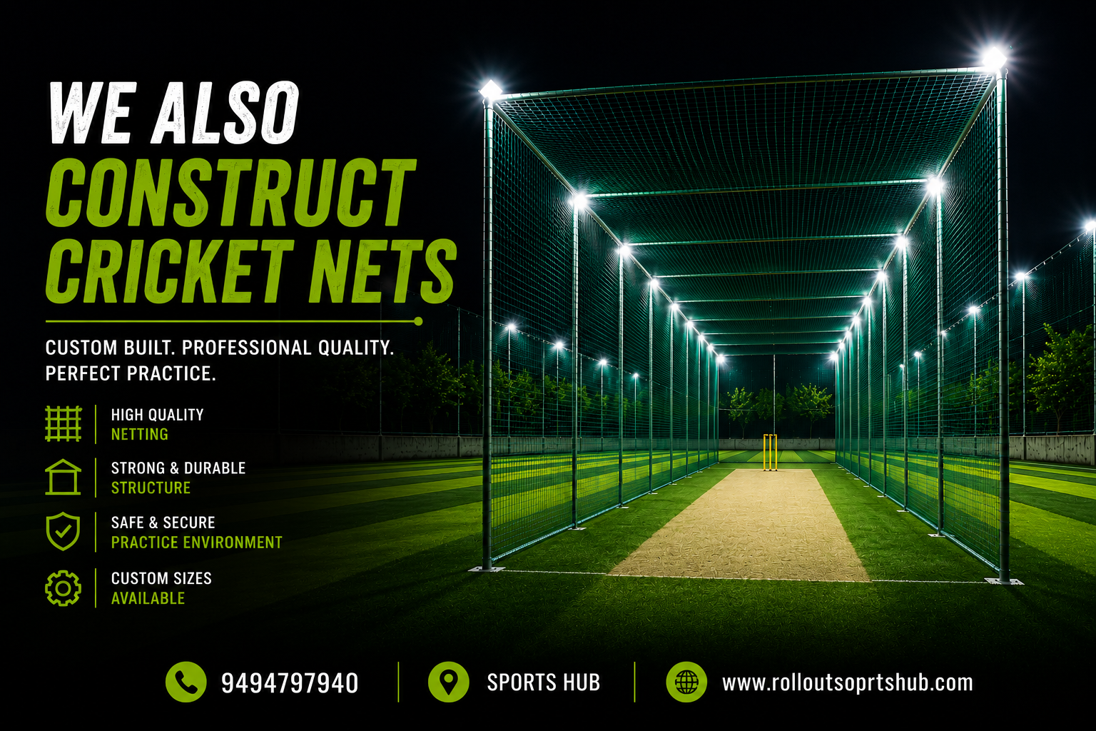 Cricket nets construction